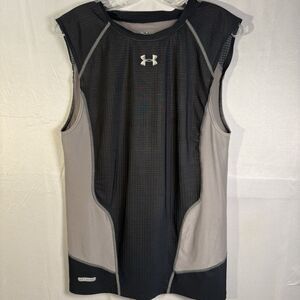 Under Armour Metal Sleeveless Shirt XXL Gray Black HeatGear Top Athletic Gym